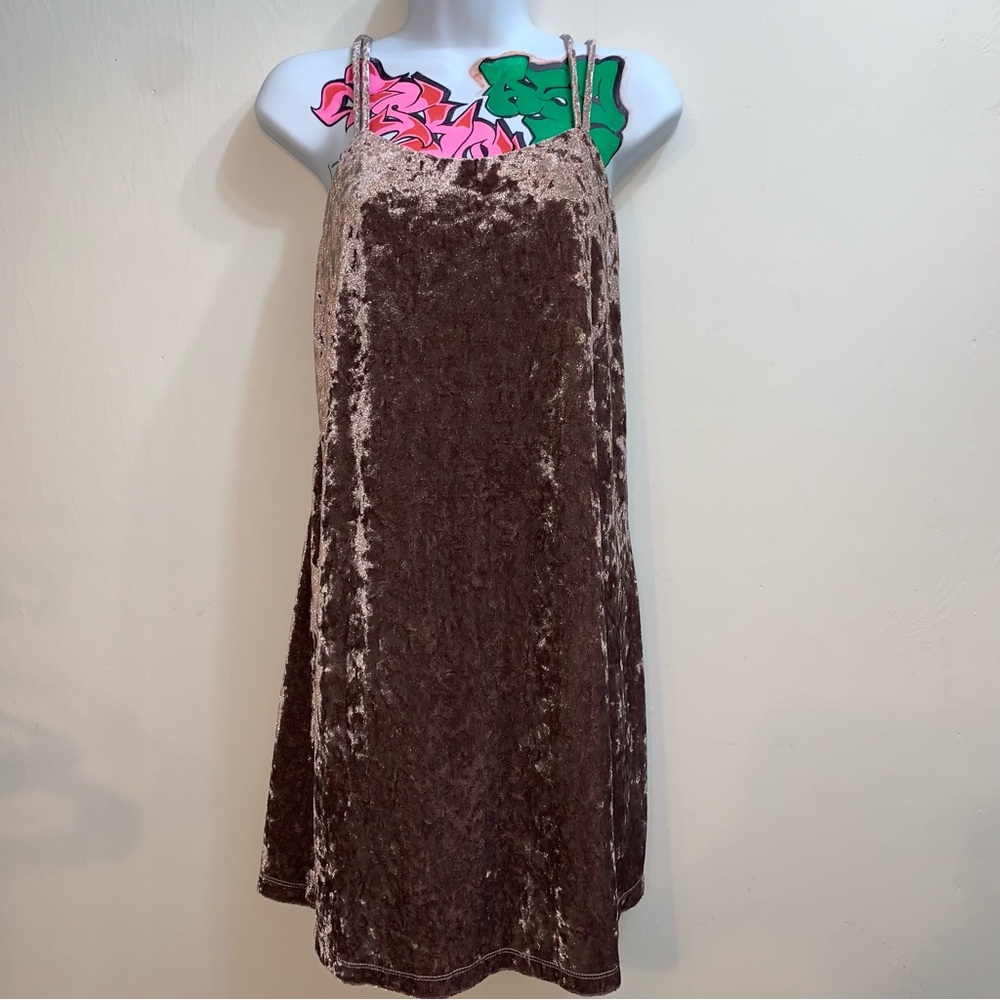 XS Rose Gold Velvety Mini Dress